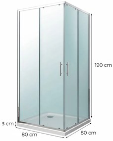 Soul 80x80 cm szögletes zuhanykabin zuhanytálcával