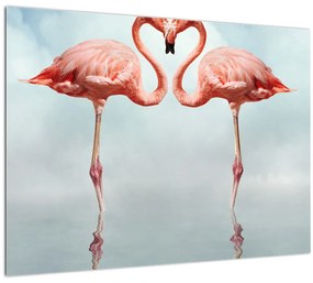 Két flamingó képe (üvegen) (70x50 cm)