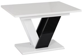 Magasfényű Étkezőasztal Fehér/Fekete Színben. CLARK 120-160 cm