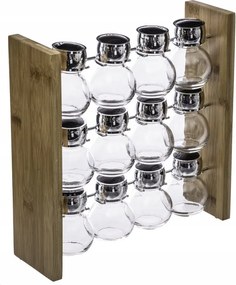 Fűszertartó Tégelyek x12 db Bambusz Állvány