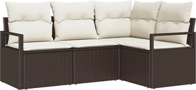 vidaXL Kanapé Szett 4 pcs Barna polirattan