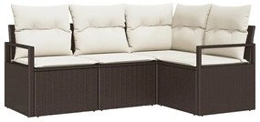 vidaXL Kanapé Szett 4 pcs Barna polirattan