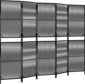 vidaXL fekete 5-paneles polyrattan térelválasztó