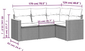 4 részes szürke polyrattan kerti ülőgarnitúra párnákkal