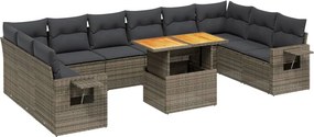 vidaXL 11 részes szürke polyrattan kerti ülőgarnitúra párnákkal