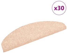 öntapadós lépcsőszőnyegek, 30 db, világosbarna, félkör alakú, nagy, 65 x 21 x 4 cm