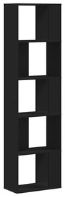 5 szintes fekete szerelt fa könyvespolc 45 x 23,5 x 162,5 cm
