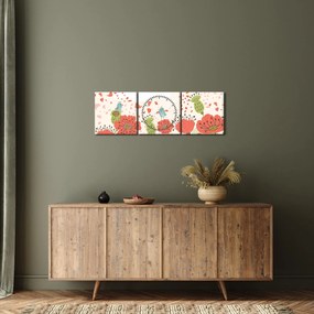 Kép - Madarak egy virágzó réten (órával) (90x30 cm)