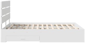 vidaXL Ágykeret fiókkal fejtámlával Fehér 140 x 190 cm Faanyag