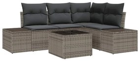 vidaXL Kerti Kanapé Szett 5 pcs Szürke polirattan
