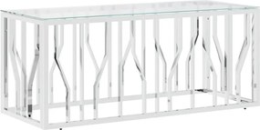 vidaXL üveg és rozsdamentes acél dohányzóasztal 110x45x45 cm