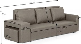 DOLAR II Háromszemélyes kinyitható kanapé Barna