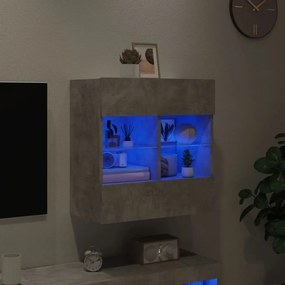 betonszürke falra szerelhető TV-szekrény LED-del 58,5x30x60,5cm