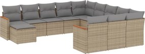 vidaXL 12 részes vegyes bézs polyrattan kerti ülőgarnitúra párnákkal