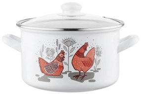 Emalia Pleszew Rubinka zománcozott edény fedővel , 20 cm, 3,7 l, 20 cm átmérőjű