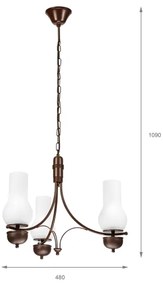 Brilagi - LED Csillár láncon COTTAGE 3xE14/40W/230V tölgy/fehér