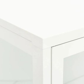 fehér acél és üveg tálalószekrény 75 x 35 x 105 cm
