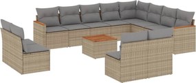 vidaXL 13 részes bézs polyrattan kerti ülőgarnitúra párnákkal