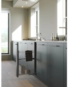 Konyhai fémrács, 150mm, bal oldalra szerelhető, króm, teljes kihúzás, csillapított záródás, rejtett fióksín, 1 kosár, konyharuha tartóval SIGE, Green ...