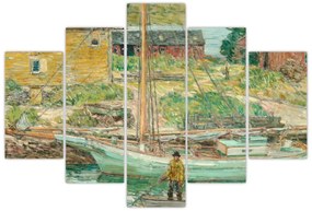 Kép - Childe Hassam, Oyster Sloop, Cos Cob, reprodukciók (150x105 cm)