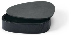 Fekete-antracitszürke fedeles-dekoratív fa-öko bőr tárolódoboz 14x12,5x3,5 cm Curve Nupo – LIND DNA