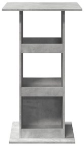 betonszürke szerelt fa bárasztal tárolóval 60 x 60 x 102 cm