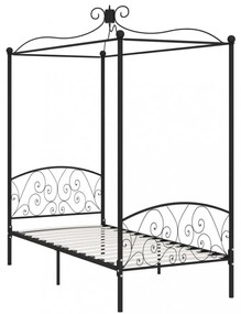 fekete fém baldachinos ágykeret 100 x 200 cm