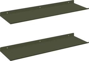 vidaXL Lebegő polc 2 pcs Olajzöld 60 x 18 x 2,5 cm Acél