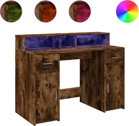 vidaXL füstös tölgy színű szerelt fa íróasztal LED-ekkel 120x55x91 cm