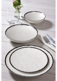 24 darabos porcelán étkészlet, fehér/fekete