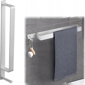 Fekete törölközőtartó fúrás nélkül 43 cm rozsdamentes acél akasztóval