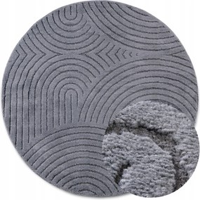 Kerek plüss szőnyeg nappaliba 200cm,puha grafit sörték 3d kivágva