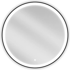 Mexen Esso megvilágított, kerek 80 cm-es fürdőszobai tükör, 6000K LED, páramentes, fekete keret - 9825-080-080-611-70