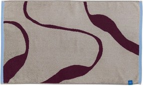 Borvörös-szürkésbézs bio pamut fürdőszobai kilépő zuhanyfülkéhez 50x80 cm Nova Arte – Mette Ditmer Denmark