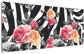 Virágzó rózsák képe (120x50 cm)
