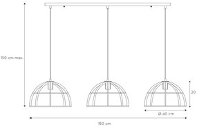 Lucide 76464/03/30 - Csillár zsinóron DIKRA 3xE27/60W/230V