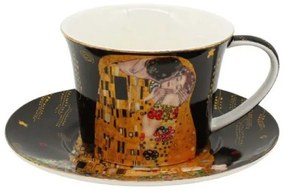 Klimt porcelán csésze aljjal The Kiss fekete díszdobozban