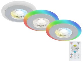 Briloner - KÉSZLET 3x LED RGBW Dimmelhető fürdőszobai lámpa LED/5W/230V IP44 + távirányító