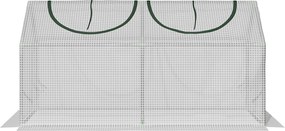 Outsunny Üvegház Ablakkal, PE Rácsos Fóliával, Acélvázas Üvegház, Erkélyre, Kertbe, 120x60x60cm, Paradicsom Üvegház Zöldségekhez, Virágokhoz, Növények