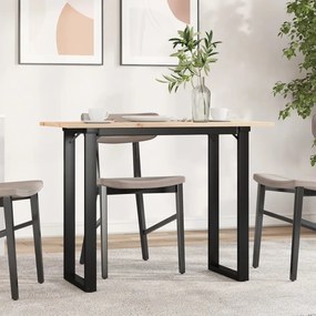 Tömör fenyőfa és acél étkezőasztal O-vázzal 100x50x75 cm