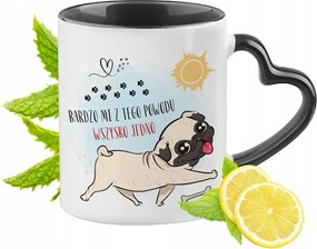 Kutya Bögre Fekete Szív Alakú Füllel Ajándék