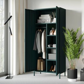 Gardróbszekrény FLAVIO, 800 x 1850 x 450 mm, Modern: palack zöld