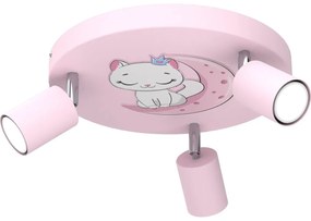 Gyerek spotlámpa FUN 3xGU10/8W/230V rózsaszín/macska