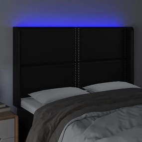 fekete műbőr LED-es fejtámla 147x16x118/128 cm