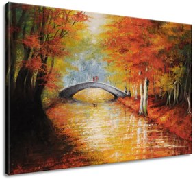 Gario Kézzel festett kép őszi hídon át Méret: 100 x 70 cm
