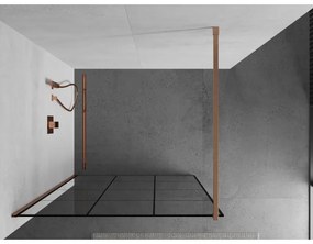 Mexen Kioto, Walk-In zuhanyparaván 120 x 200 cm, 8 mm átlátszó üveg fekete mintás, réz matt profil, 800-120-101-65-77