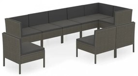 9 részes szürke polyrattan ülőgarnitúra párnákkal