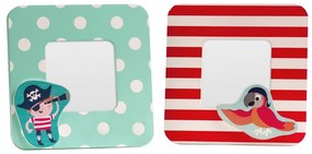 Piros-türkiz fa képkeret szett 2 db-os 12x12 cm Pirate – Premier Housewares