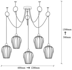 Csillár zsinóron TEL 5xE27/40W/230V pók