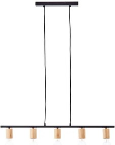 Brilliant - Függőlámpa kábellel KERRY 5xE27/40W/230V fekete/bambusz
